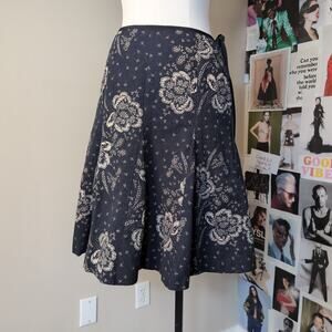 Floral Print Boho Midi Skirt Vintage
